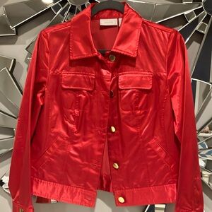 Chicos RED Satin “Jean Style” Jacket